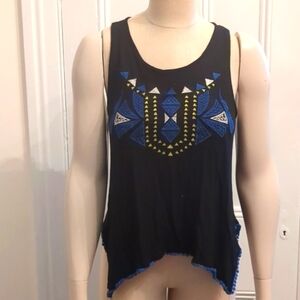 3/$14 Embroidered Tank With Zipper Detail, Fits Up To A Large